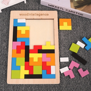 Brinquedo Educacional Infantil 3D Colorido De Madeira Tangram/Brinquedos Tetris Jogo Para Crianças Pré-school/Maginação Intelectual/Educativo