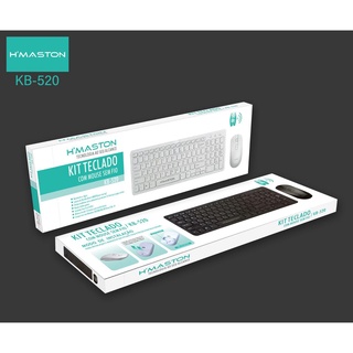 Kit Teclado e Mouse Sem fio H'maston KB-520 Preto/Branco