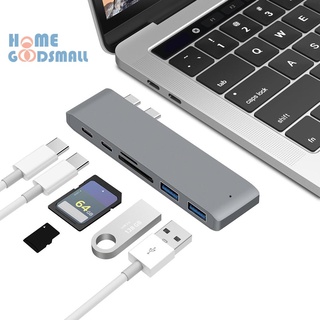 HOMEGOODSMALL ☆ Hub Dual Tipo C 2 Portas USB 3.0 Adaptador Leitor De Cartão TF Para MacBook Pro Air COD