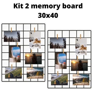 Kit 2 Memory board painel de fotos 30x40 + 12 grampinhos brinde