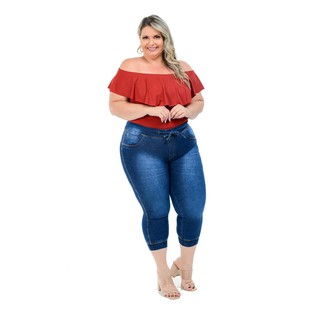 Calça Capri Jeans Plus Size Feminina