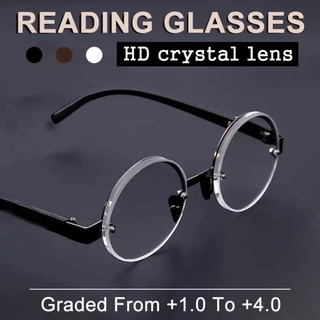 Óculos de leitura de pedra de cristal natural masculino HD anti-fadiga óculos de leitura redondos castanhos femininos retro moderno