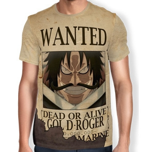 Camisa Full Print Wanted Gol D Roger - One Piece
