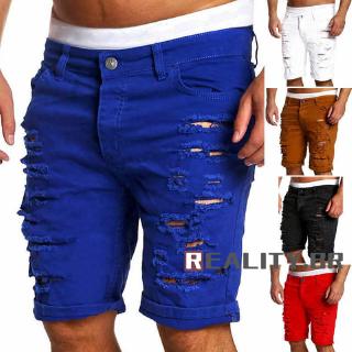 Bermuda Jeans Skinny Rasgada Masculina / Bermuda Slim Esgarçada com Rasgos