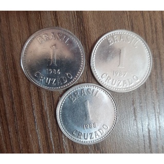 moedas de 1 cruzado 1986/ 1987/1988.