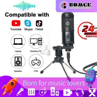 BOMGE USB Condenser Gravação Microfone Youtube Podcast Instrument Transmissão ao vivo Voice Chat Microfone Voice (conjunto tripé)