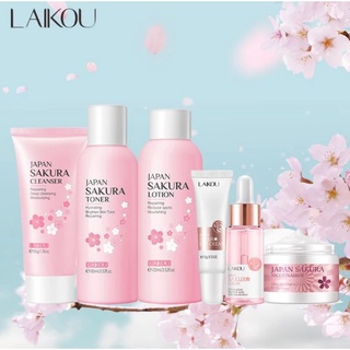 LAIKOU Sakura Japão - Conjunto de cuidados com a pele do rosto, Kit com 6 ou 8 peças, hidratante facial, reparação, anti-envelhecimento Skincare