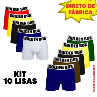 KIT 10 CUECAS LISAS MICRO DRY GOLDEN BOXER-PROMOÇÃO