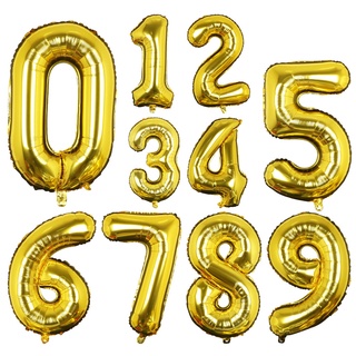 Balão de Hélio Metalizado Decorativo Números de 0-9 Várias Cores Tamanho 16