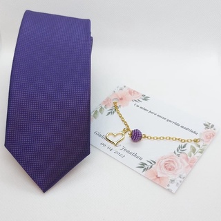 kit Gravata para padrinho com pulseira para madrinha roxo para casamento