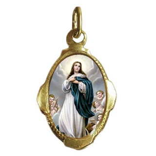 100 Un Medalha Chapa Resinada Nossa Senhora da Imaculada Conceição