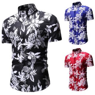 Novo Camiseta Floral Casual De Verão Manga Curta Masculino