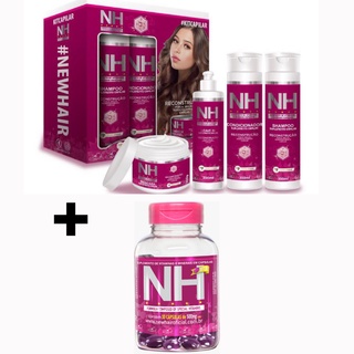 Kit Newhair + Vitamina para cabelos e unhas. 5 ITENS. Crescimento capilar, new hair. Belkit.