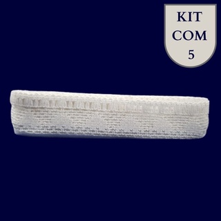 Renda De Algodão Cotton Everest (30mm) Branco - 10 Metros Kit com 5 Rolos