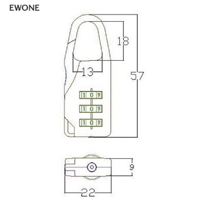 EWONE 3 Mini Dial Digits Code Number Password Combination Padlock Safety Travel .