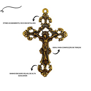 10 Entremeios Nossa Senhora Aparecida + 10 Crucifixos Italianos Em Ouro Velho Para Fazer Terço (2)
