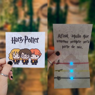 Kit 3 Pulseiras Amizade Brilha No Escuro Trio Harry Potter