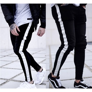 Calca Jeans Skinny Elastano Laycra Faixa Branca Customizada Pronta Entrega.