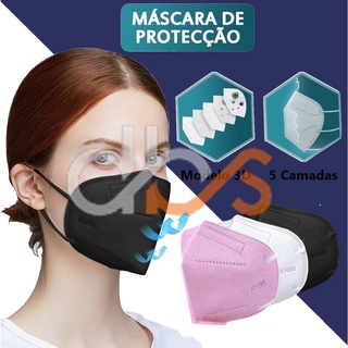 KIT 5 Máscara Mascara N95 Proteção Facial 5 Camadas Com Clipe Nasal Respiratória Kn95 (1)