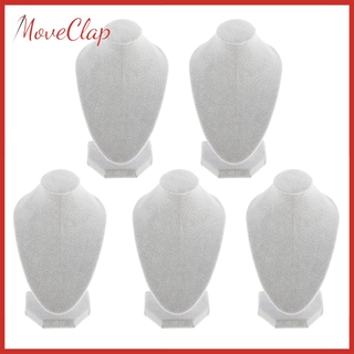 Conjunto De 5 Moveclap Colar De Veludo Branco Busto Expositor Loja Corrente Jóias Suporte 15x10cm