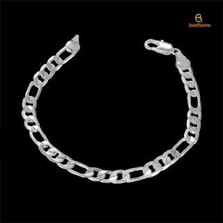 Bh Pulseira Unissex De Corrente De Prata Esterlina 925 6mm | BH New Fashion Jewelry 925 Sterling Silver 6MM Flat Sideways Chain Bracelet For Unisex Man Women Gift