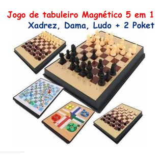 Jogo de tabuleiro magnético 5 em 1 xadrez dama ludo + 2 pocket. Sensacional jogo.