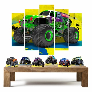 Monster Truck kit com 1 quadros mosaico + 6 totens de mesa em mdf decoração para festa