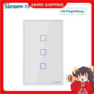 SONOFF T2 Intelligent Switch AC 100-240V 1/2/3 Gang TX Series WIFI Wall Switch 433Mhz RF Remote Controlled Wifi Switch Intelligent Home Switch