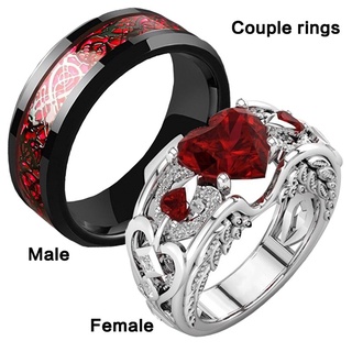 Gemas naturais rubi promessa anéis ouro branco preenchido 925 anéis de prata esterlina para mulheres anéis de aço inoxidável para homens Anel de casal
