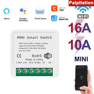 【Compre Agora】 tuya mini 16a/10a wifi interruptor módulo com vida inteligente app controle de 2 vias casa inteligente interruptor de trabalho para alexa casa do google palpitation_br