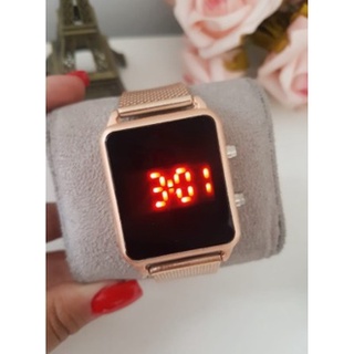 Relógio Digital Led Rose Dourado Prata Preto Feminino