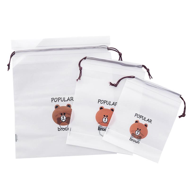 Bolsa Porta Objetos / Maquiagem Anti Poeira com Cordão / Desenho de Urso para Viagem (5)