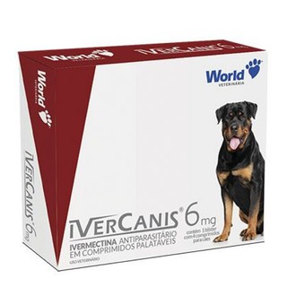 Ivermectina para Cães Antipulga e Carrapato Ivercanis 6mg Vermífugo e Sarnas para Cachorro c/ 04