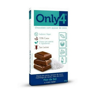 Only4 Flor de Sal Chocolate Vegano com 70% cacau Sem Lactose 80g Display com 6 Unidades (1)