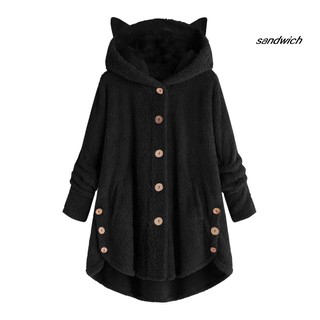 casacos feminino de inverno Com Capuz Cardigan De Lã Com Orelhas (3)