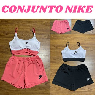 Conjunto Nike Feminino Short Nike Blusa Nike Conjuntinho Shortinho Blusinha Nike Refletivo Rosa Preto BARATO