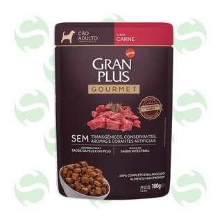 Ração ou Alimento húmido em sachê GranPlus Gourmet Para Cães Adultos Sabor Carne 100g