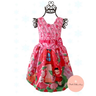 Vestido Moranguinho Moranguinha Rosa infantil temático festa