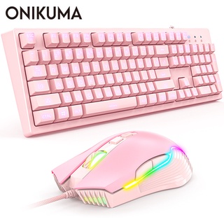 Onikuma G25 Gaming Teclado E Mouse Set Com Fio Rosa Cw905 6400 Dpi Mice K9 Fone De Ouvido De Gato Bonito Para Pc Portátil