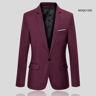 Minjuche Moda masculina slim fit formal terno de um botão blazer blazer casaco tops (8)
