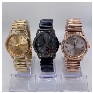 Relógio Feminino de pulso Quartz Pulseira Elástica analógico Redondo Dourado e Rose breto prata Moda Blogueira