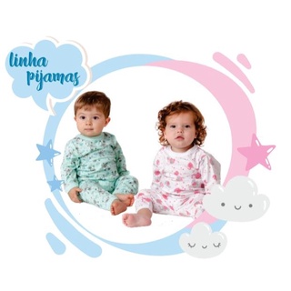 Conjunto Pijama bebê manga longa menino e menina