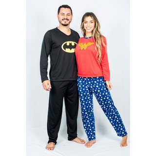 Kit 2 Pijamas Adultos Super Herói Masculino e Feminino a sua Escolha