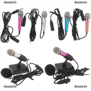 BeautyUs Microfone de Estúdio Estéreo Portátil 3,5mm Microfone de Karaokê Pequeno para Celular/ PC