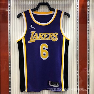 Lebron James # 6 Camisa Homem Nba 2021 Los Angeles Lakers Jordan Roxa Basquete