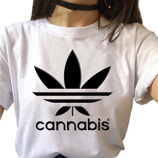 Camiseta feminina Branca rap folha planta desenho