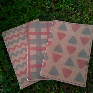 Kit 3 cadernos/ anotações/sketchbook - A5 - Formas azul/rosa