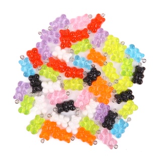 50Pcs DIY Mini Candy Color Resin Bear Charms Pendant/Gummy Bears Keychain Necklace Making Crafting Decoration Dollhouse (9)