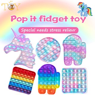 1x Foxmind Push Pop-it Fidget Toy collectibles se Bolha Unicórnio Quadrado Sensory Brinquedo Alívio Do Estresse Necessidade Especial (3)