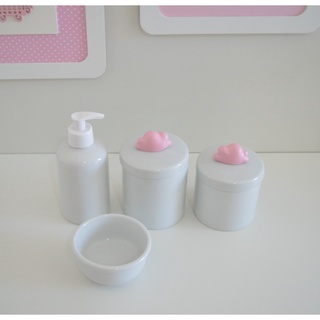 Kit Higiene Infantil Baby Rosa Moderno Bebê Quarto Porcelana Promoção (9)